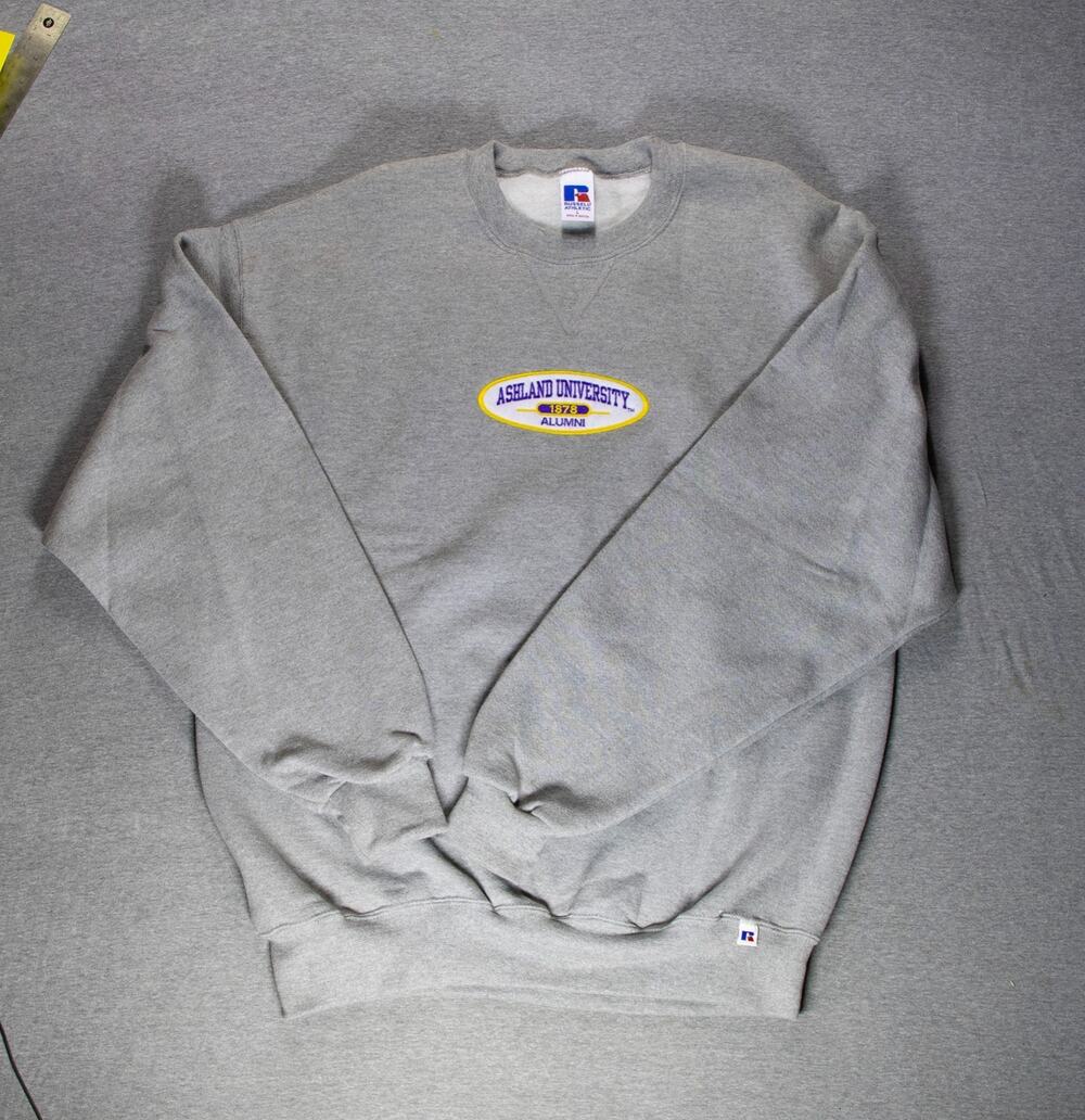Vintage Ashland University Eagles Alumni Crewneck Russell Athletic Gray Large